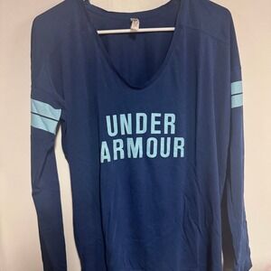 Under Armour Women's HeatGear Loose Fit Long Sleeve V-Neck Graphic T-Shirt Blue